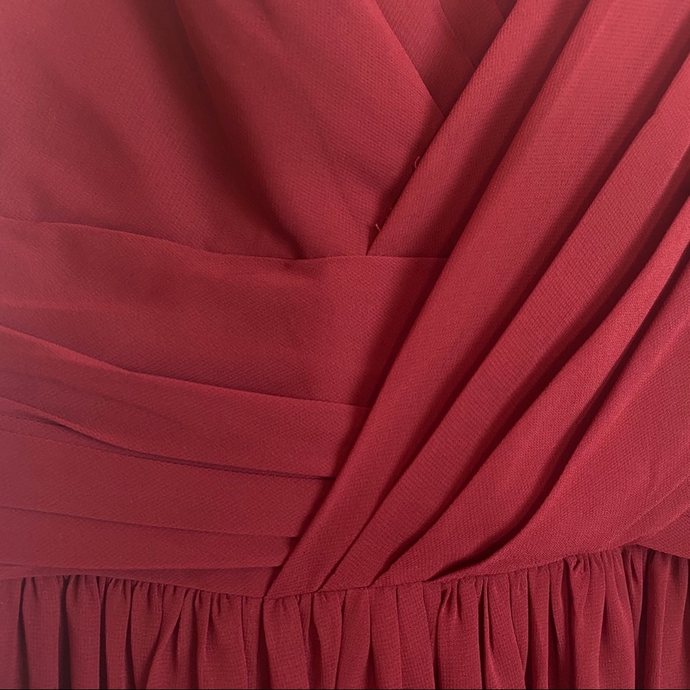 Dessy Collection burgundy #2894 chiffon formal dress - Picture 3 of 9